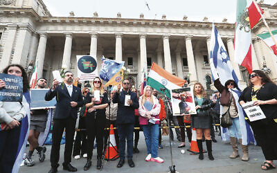 Members of the Hindu and Jewish communities at a United Against Terror rally in Melbourne earlier this year. Photo: Peter Haskin