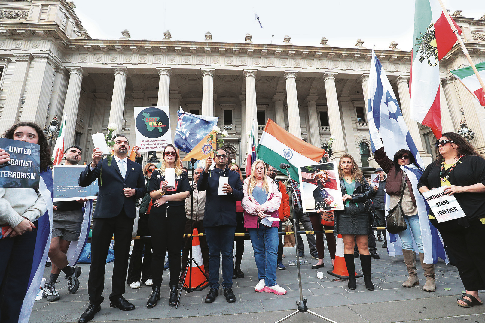 Members of the Hindu and Jewish communities at a United Against Terror rally in Melbourne earlier this year. Photo: Peter Haskin Members of the Hindu and Jewish communities at a United Against Terror rally in Melbourne earlier this year. Photo: Peter Haskin
