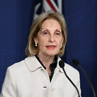 Special Envoy to Combat Antisemitism Jillian Segal speaks to media during a press conference with Prime Minister Anthony Albanese on July 10, 2025. Photo:AAP Image/Dan Himbrechts.