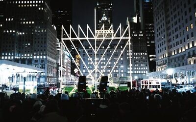 The lighting of the world's largest menorah in New York City. Photo: Luke Tress/Times of Israel