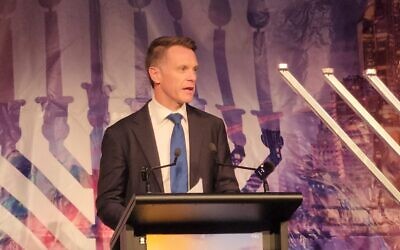 NSW Premier Chris Minns speaks at the Chanukah in the City event at Sydney Town Hall on Thursday, December 18.