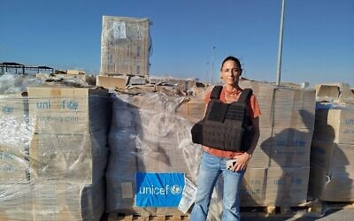 Israeli journalist Maayan Hoffman at the Kerem Shalom crossing on the Gaza border. Photo: Facebook.