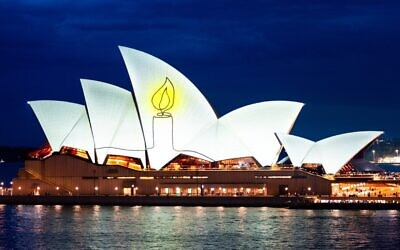 The Sydney Opera House sails lit up on the final night of Chanukah. Photo: Facebook
