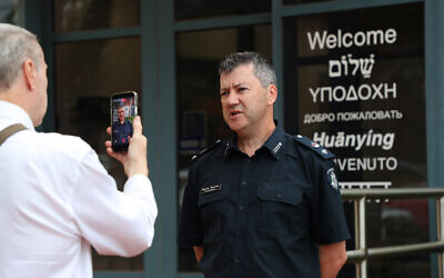 Victoria Police Superintendent Marty Burke, divisional commander of Glen Ira, Bayside and Kingston, speaking to the Australian Jewish news. Photo: Peter Haskin Photography.