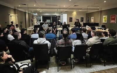 A recent J Combinator event in Melbourne about AI, featuring panellists Dave Slutzkin, Daniel Diamond, Dr Ella Heffernan Marks and moderator Gal Krohn.