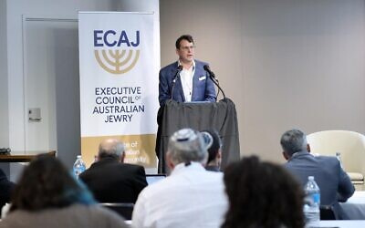 ECAJ President Daniel Aghion, speaking to the AGM on Sunday. Photo: Peter Haskin Photography.