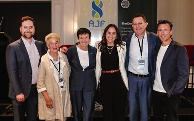 From left: Zac Morris, Nina Bassat, Jennifer Westacott, Tahli Blicblau, Jeremy Dunkel and Anthony Eisen at the Co-Lab. Photo: Supplied