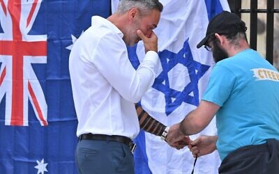 Executive Council of Australian Jewry co-CEO Alex Ryvchin at the site of the Bondi massacre. Photo- AAP Image/Mick Tsikas/Facebook.