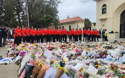 The Sydney Swans outside Bondi Pavilion on December 16.