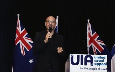 Ohad Hemo speaking at the UIA NSW AGM and 2026 campaign launch at Central Synagogue on November 12. Photo: Giselle Haber