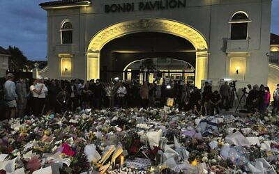 A chanukiah was lit on Monday night at the memorial site for the victims of the Bondi Beach terror attack.