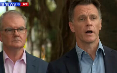 NSW Premier Chris Minns (right) and Attorney-General Michael Daley speak to the media. Screenshot: YouTube/Channel 9