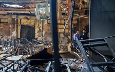 Prime Minister Anthony Albanese visits the Adass Israel Synagogue in Melbourne on December 10, 2024, after it was set ablaze on December 6. Photo: Handout / Department of Prime Minister and Cabinet / AFP via TOI