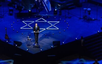 Isaac Herzog addresses the Evening of Light & Solidarity event in Sydney. Photo: Scott Ehler