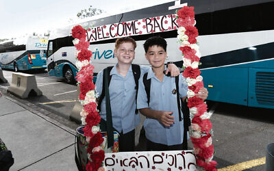 Caption: Mount Scopus students Cody Nowoweiski and Asher Snider on the first day of school for 2026.