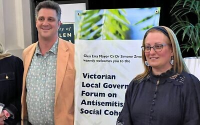Port Phillip Mayor Alex Makin and Glen Eira Mayor Simone Zmood. Photo: Bruce Hill.