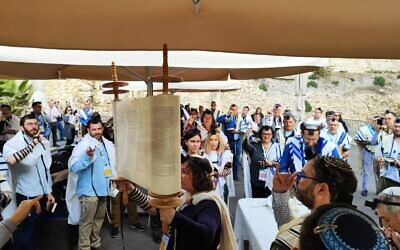 Conservative rabbis pray at the Ezrat Yisrael egalitarian prayer space at the Western Wall, December 12, 2024. Photo: Courtesy/ File via TOI