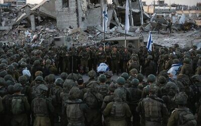IDF Chief of Staff Lt. Gen. Eyal Zamir joins troops for a ceremony honouring slain hostage Master Sgt. Ran Gvili after his body was recovered in Gaza City on January 26. Photo: IDF