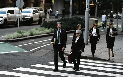 Virginia Bell and Richard Lancaster arrive at the Law Courts Building, Sydney, Tuesday, February 24, 2026. Photo: AAP Image/Sarah Wilson
