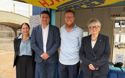 At the Mitzvah House from left: NSW Jewish Board of Deputies CEO Michele Goldman, Waverley Mayor Will Nemesh, Rabbi Noach Koncepolski and Commissioner Virginia Bell. Photo: Facebook