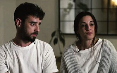 Ariel Cunio (left) and Arbel Yehoud speak with Channel 12 news on 
February 13. Photo: Screenshot