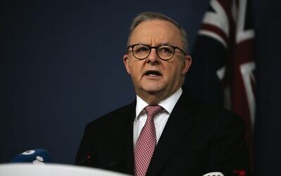 Anthony Albanese addresses the media in Sydney on Sunday, March 1, 2026. Photo: AAP Image/Sarah Wilson