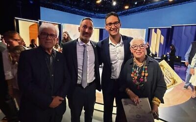 From left: Michael Gawenda, Alex Ryvchin, Josh Burns MP, Ronni Kahn on the set of National Forum.
Photo: Facebook
