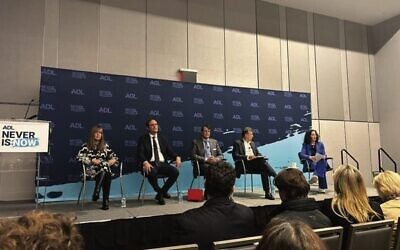 Daniel Aghion (centre) at the ADL summit in New York. Photo: Facebook
