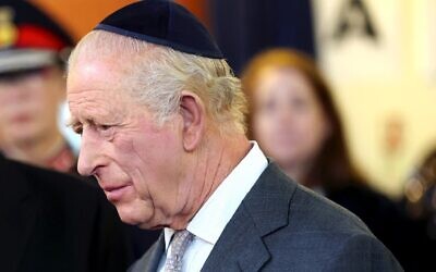 Britain's King Charles III during a visit to Heaton Park Hebrew Congregation synagogue in Crumpsall, north Manchester, on October 20, 2025. Photo: Chris Jackson / POOL / AFP