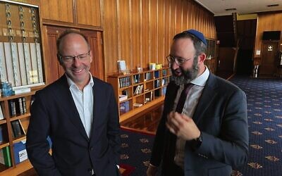 James Macpherson with Rabbi Daniel Rabin. Photo: Bruce Hill.