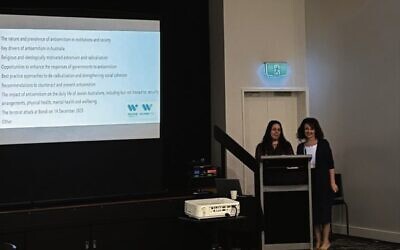 NCJWA NSW president Nathalie Samia and NCJWA national president Lynda Ben-Menashe at the Sydney workshop.  Photo: NCJWA