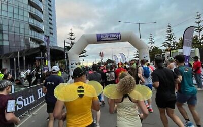 Some of the runners wearing their bee wings. Photo: Supplied.