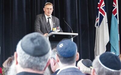 Colonel Michael Scott speaking at the 2026 NAJEX Anzac Day commemoration.