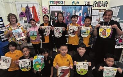 Students at Highgate Primary School Intensive English Centre with their "In My Pocket" creations, exploring identity and belonging across 10 languages.