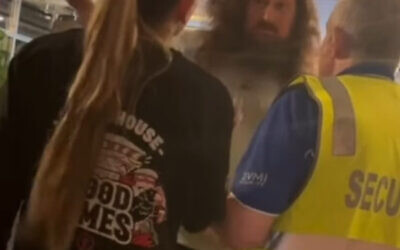 The man also threatened security in an incident caught on camera. Photo: Screenshot