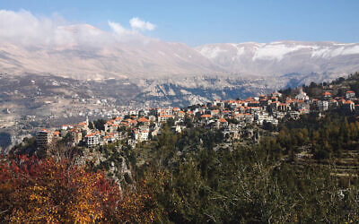The Lebanese village of Hasroun seen here just below Qornet el-Sawda, at 3088m, the highest mountain peak in Lebanon. Photo: Ddkg/Dreamstime.com