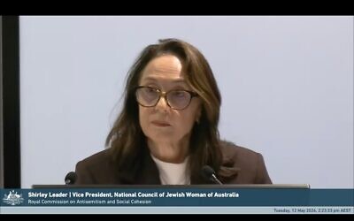 Shirley Leader, Vice President of the Councillor Jewish Women, giving evidence at the Royal Commission, Photo: Screenshot