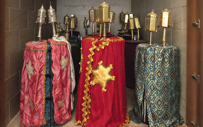 Torah scrolls housed in the ark of the Great Synagogue in Tbilisi, Georgia. 
Photo: Yehoshua Halevi/Dreamstime.com