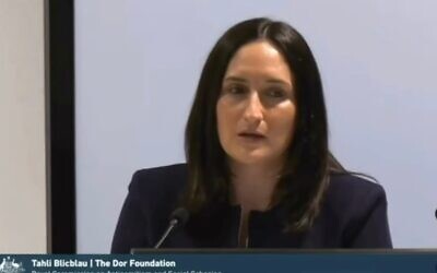 Tali Blicblau, CEO of the Dor Foundation, given evidence at the Royal Commission. Photo: Screenshot.