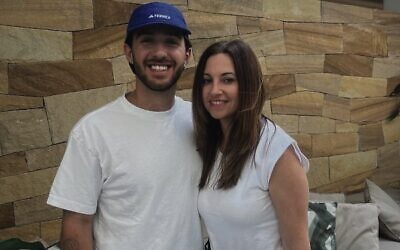 Carly Adno with Omer Shemtov at Bondi a month before the December 14 massacre.