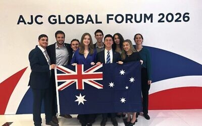 AUJS delegates (from left): Jonathan Iadarola, Jonah Feiglin, Dustin Feldman, Viola Bersten, Elliot Ross, Jeremy Suss, Sarah Smolyanova, Ma'ayan Granot, Abby Feldman.  Photo: Supplied.