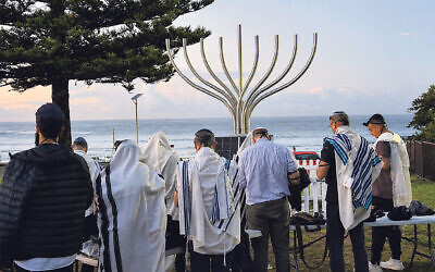 Prayers at Bondi on Tuesday, on the Hebrew six-month anniversary of the attack.