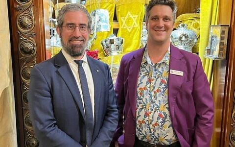 Rabbi Glasman with Mayor Makin at St Kilda Shule. Photo: Bruce Hill.