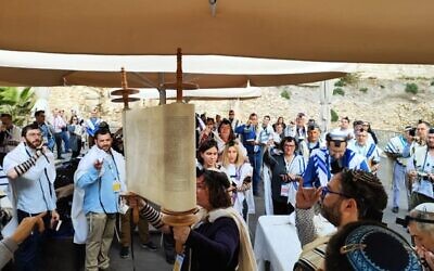 Conservative rabbis at the egalitarian prayer space at the Western Wall in 2024. 
Photo: Courtesy/File