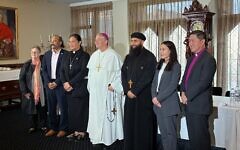 Michele Goldman (second from right) with other faith leaders at St Mary's Cathedral in Sydney on June 18, 2026.