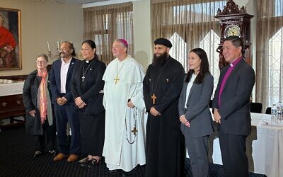 Michele Goldman (second from right) with other faith leaders at St Mary's Cathedral in Sydney on June 18, 2026.
