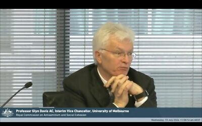 Prof. Glyn Davis providing evidence to the Royal Commission. Photo: Screenshot