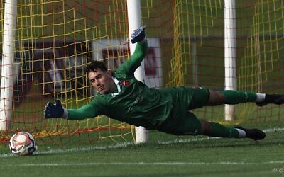 Daniel Solsky making a diving save for the Wollongong Wolves in May. 
Photo: Richie Wagner