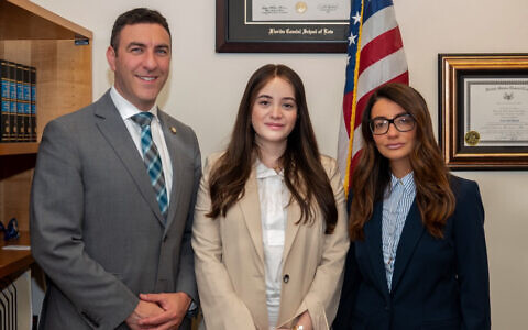 Sheina Gutnick with New York City Council Members Eric Dinowitz and Inna Vernikov, Co-Chairs of the City Council Taskforce to combat antisemitism.  Photo: Instagram @sheina.gutnick