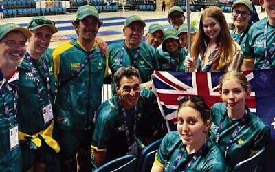 Australian team members inside Teddy Stadium in Jerusalem during the opening ceremony on July 1.